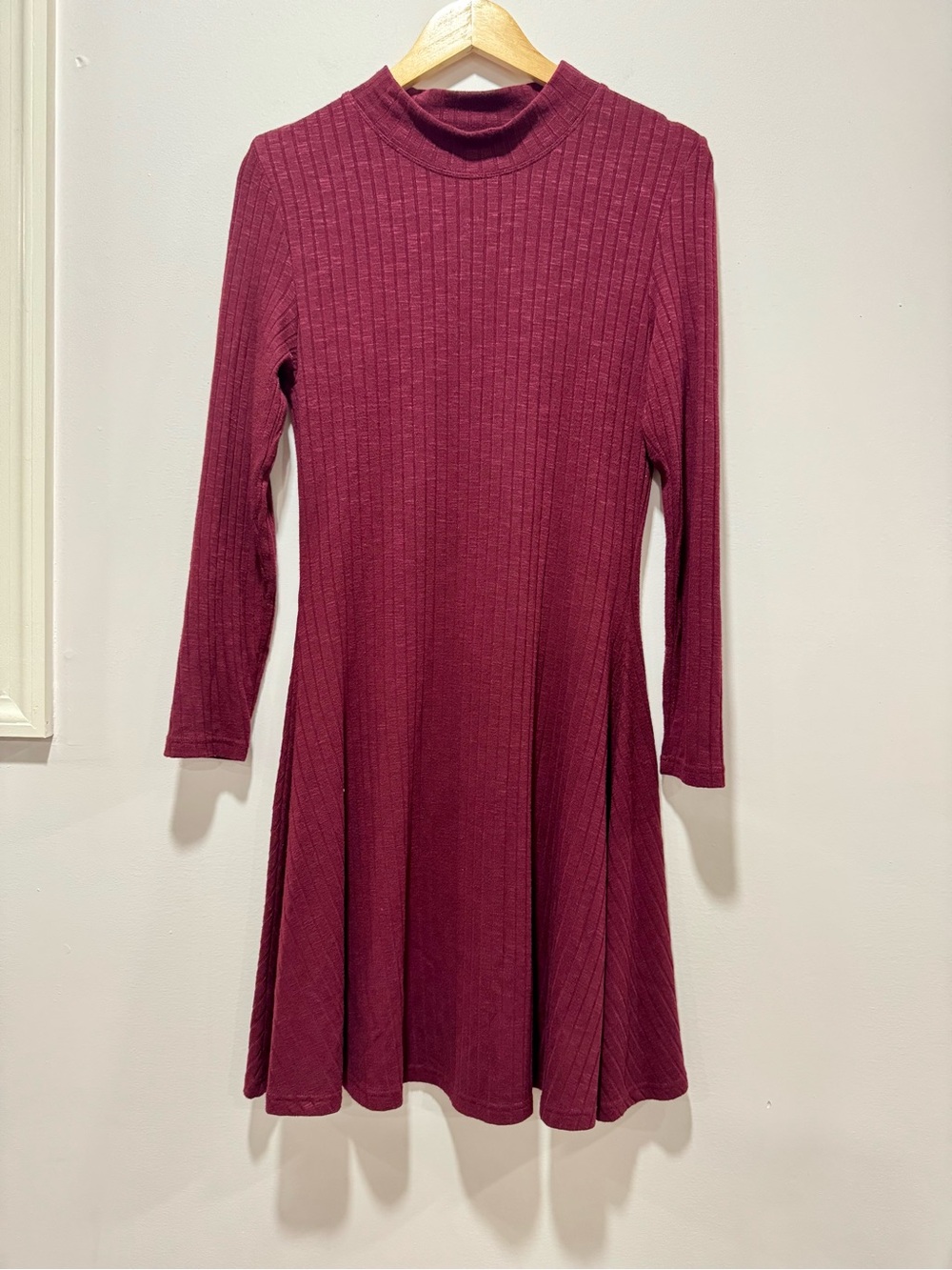 Christian Siriano New York Burgundy Rib Knit Skater Dress Size M